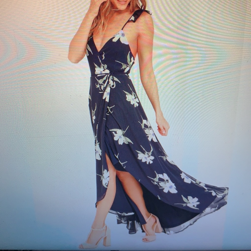 Lulus All Mine navy floral print dress